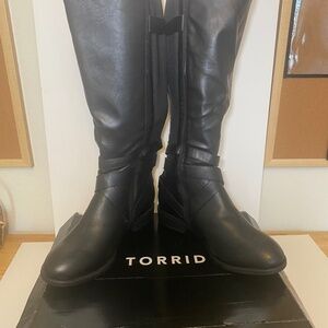Torrid Black faux leather wide calf boots 12W